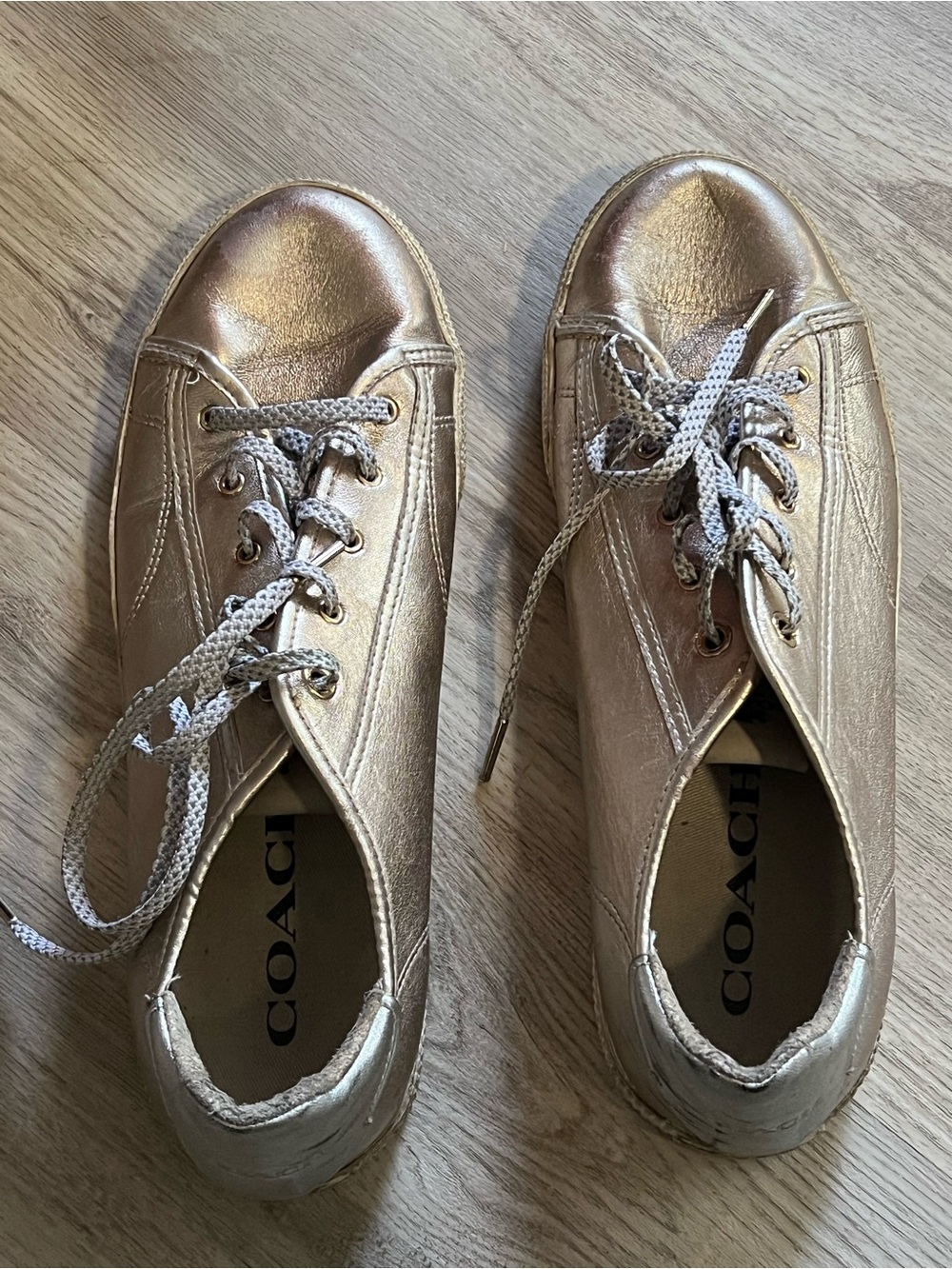 Coach Kids Metallic Rose Gold Low-Top Sneakers